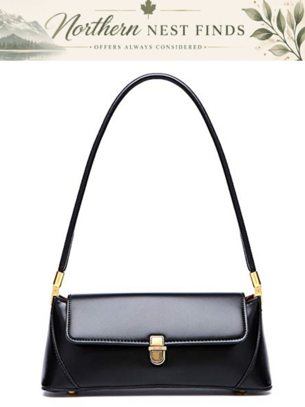 Small PU Leather Clutch Shoulder Bag with Buckle Closure